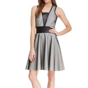 Robert Rodriguez Women's Size 0 Gray Black Zip Up Dress Nylon Leather